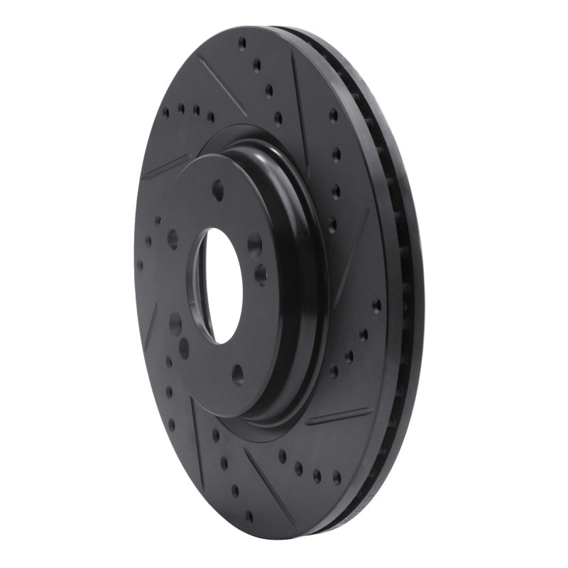 R1 15-25 Hyundai Kona Front Right Drilled & Slotted Black Brake Rotor-Brake Rotors - Slot & Drilled-Grocery Getter Performance