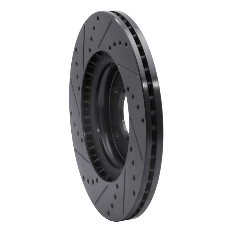 R1 15-25 Hyundai Kona Front Right Drilled & Slotted Black Brake Rotor-Brake Rotors - Slot & Drilled-Grocery Getter Performance