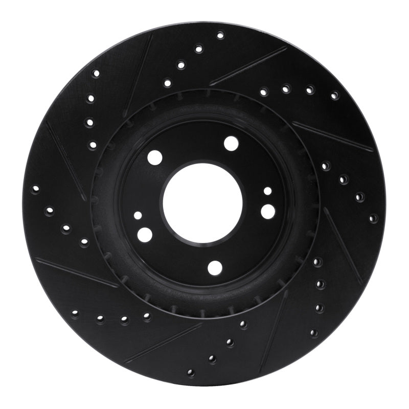 R1 15-25 Hyundai Kona Front Right Drilled & Slotted Black Brake Rotor-Brake Rotors - Slot & Drilled-Grocery Getter Performance