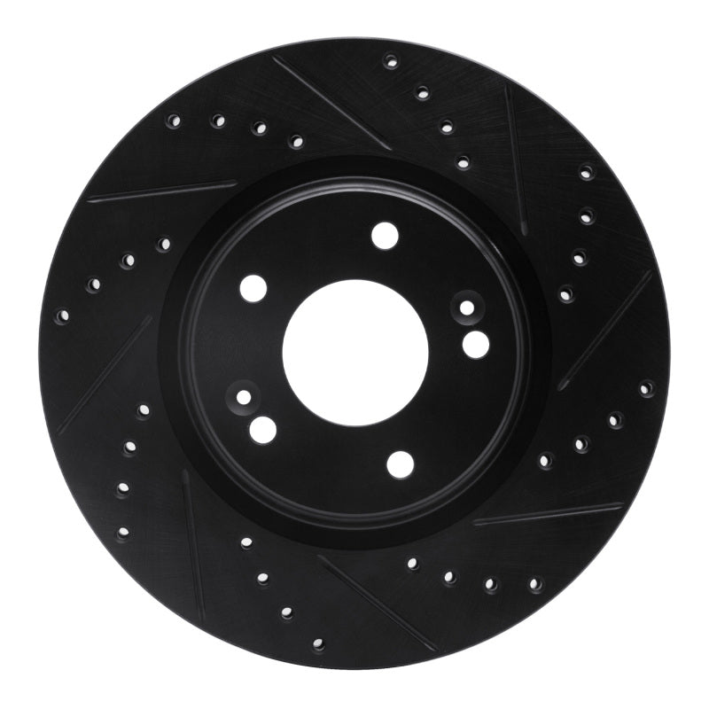 R1 15-25 Hyundai Kona Front Right Drilled & Slotted Black Brake Rotor-Brake Rotors - Slot & Drilled-Grocery Getter Performance