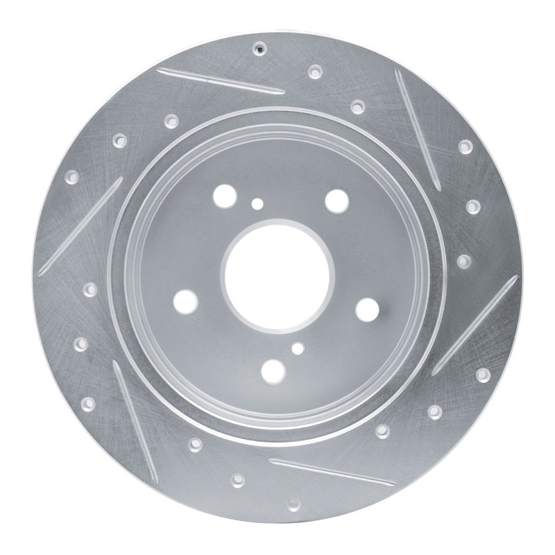 R1 15-25 Lexus ES350 Rear Left Drilled & Slotted Silver Brake Rotor-Brake Rotors - Slot & Drilled-Grocery Getter Performance