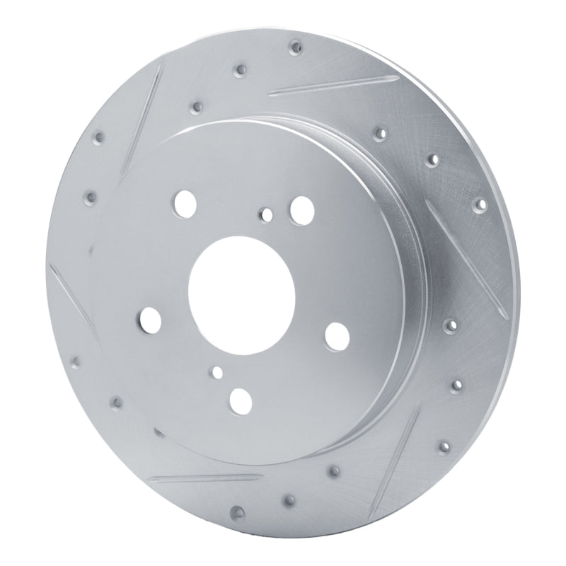 R1 15-25 Lexus ES350 Rear Left Drilled & Slotted Silver Brake Rotor-Brake Rotors - Slot & Drilled-Grocery Getter Performance