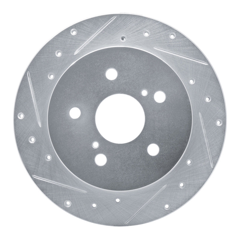 R1 15-25 Lexus ES350 Rear Left Drilled & Slotted Silver Brake Rotor-Brake Rotors - Slot & Drilled-Grocery Getter Performance