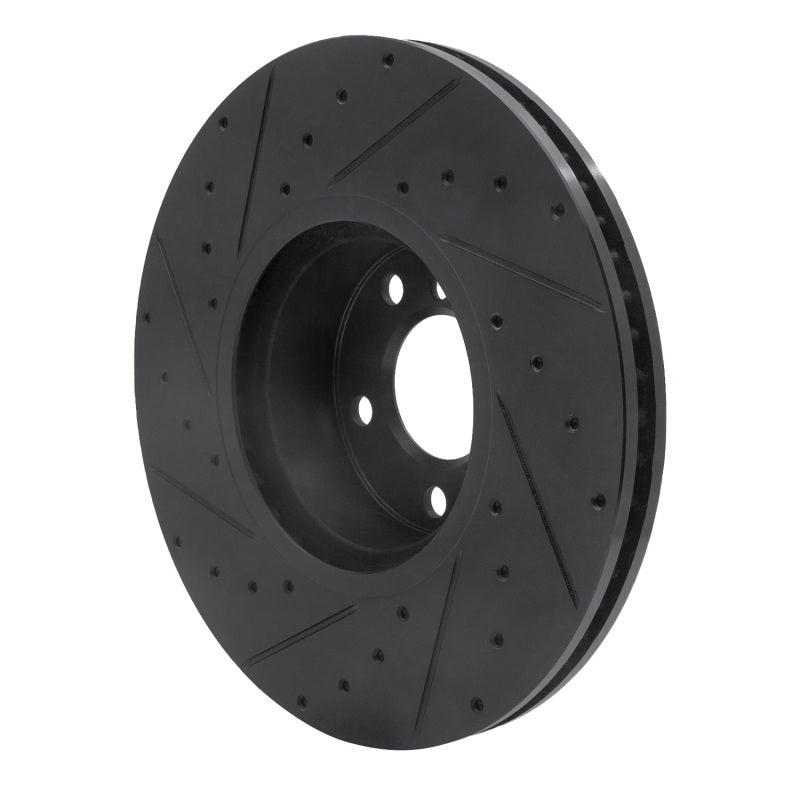 R1 16-18 BMW X4 Right Front Drilled & Slotted Black Brake Rotor-Brake Rotors - Slot & Drilled-Grocery Getter Performance