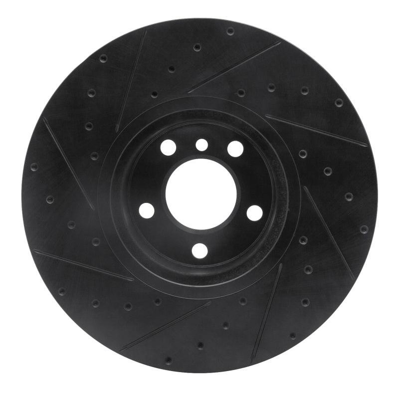 R1 16-18 BMW X4 Right Front Drilled & Slotted Black Brake Rotor-Brake Rotors - Slot & Drilled-Grocery Getter Performance