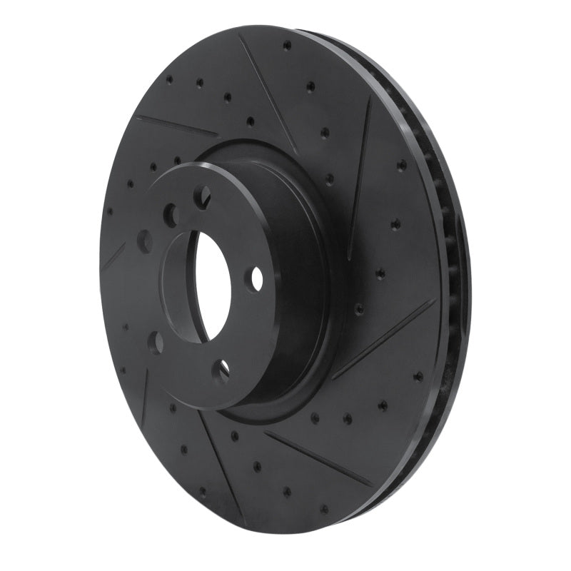 R1 16-18 BMW X4 Right Front Drilled & Slotted Black Brake Rotor-Brake Rotors - Slot & Drilled-Grocery Getter Performance