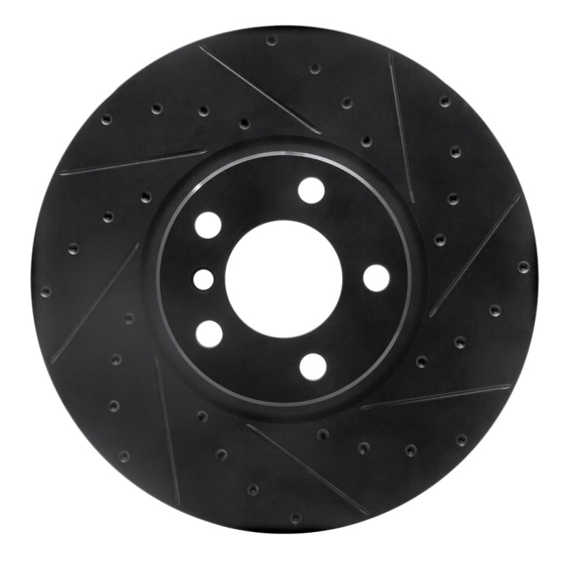 R1 16-18 BMW X4 Right Front Drilled & Slotted Black Brake Rotor-Brake Rotors - Slot & Drilled-Grocery Getter Performance