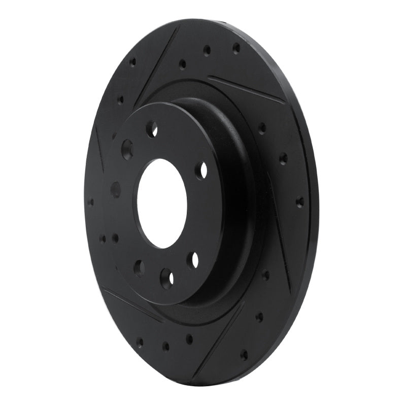 R1 16-18 Mazda CX-3 Rear Left Drilled & Slotted Black Brake Rotor-Brake Rotors - Slot & Drilled-Grocery Getter Performance