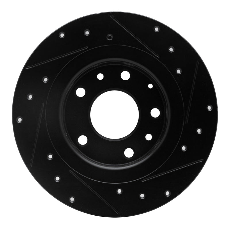 R1 16-18 Mazda CX-3 Rear Left Drilled & Slotted Black Brake Rotor-Brake Rotors - Slot & Drilled-Grocery Getter Performance