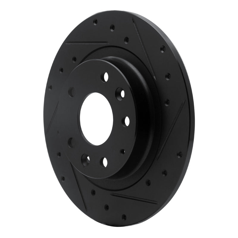 R1 16-18 Mazda CX-3 Rear Right Drilled & Slotted Black Brake Rotor-Brake Rotors - Slot & Drilled-Grocery Getter Performance