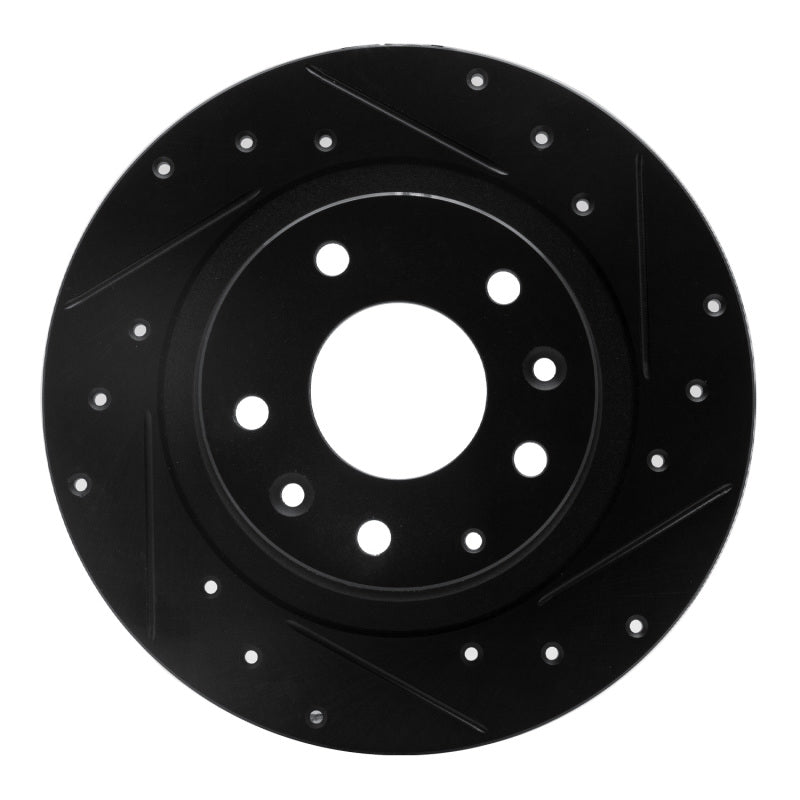 R1 16-18 Mazda CX-3 Rear Right Drilled & Slotted Black Brake Rotor-Brake Rotors - Slot & Drilled-Grocery Getter Performance