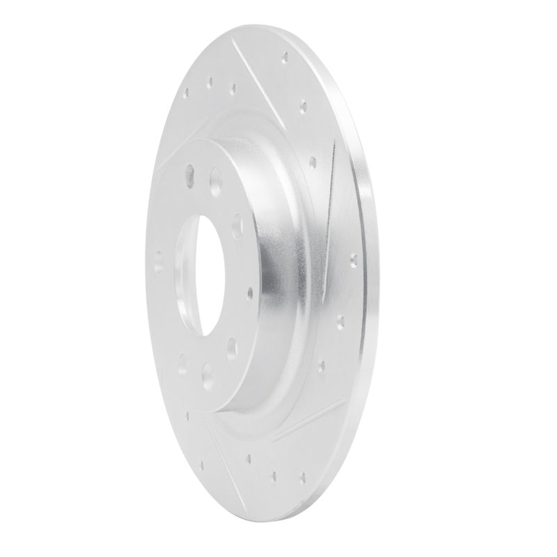 R1 16-18 Mazda CX-3 Rear Right Drilled & Slotted Silver Brake Rotor-Brake Rotors - Slot & Drilled-Grocery Getter Performance