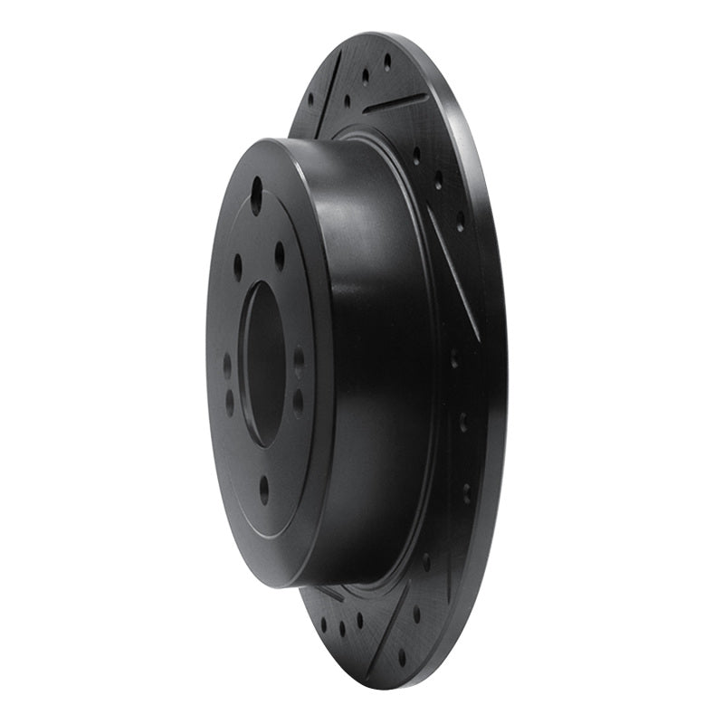 R1 16-22 Hyundai Tucson Rear Left Drilled & Slotted Black Brake Rotor-Brake Rotors - Slot & Drilled-Grocery Getter Performance