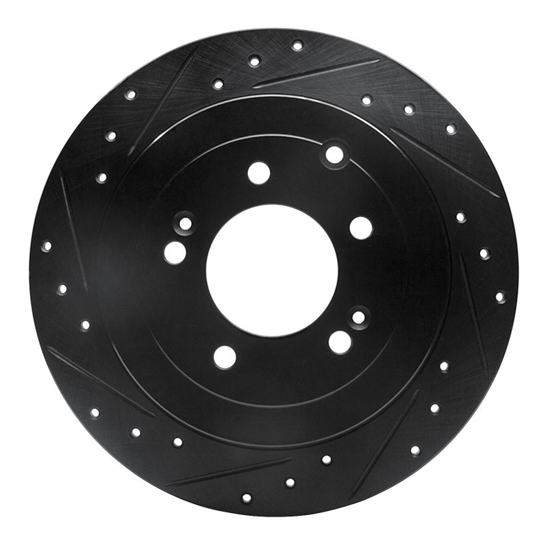 R1 16-22 Hyundai Tucson Rear Left Drilled & Slotted Black Brake Rotor-Brake Rotors - Slot & Drilled-Grocery Getter Performance
