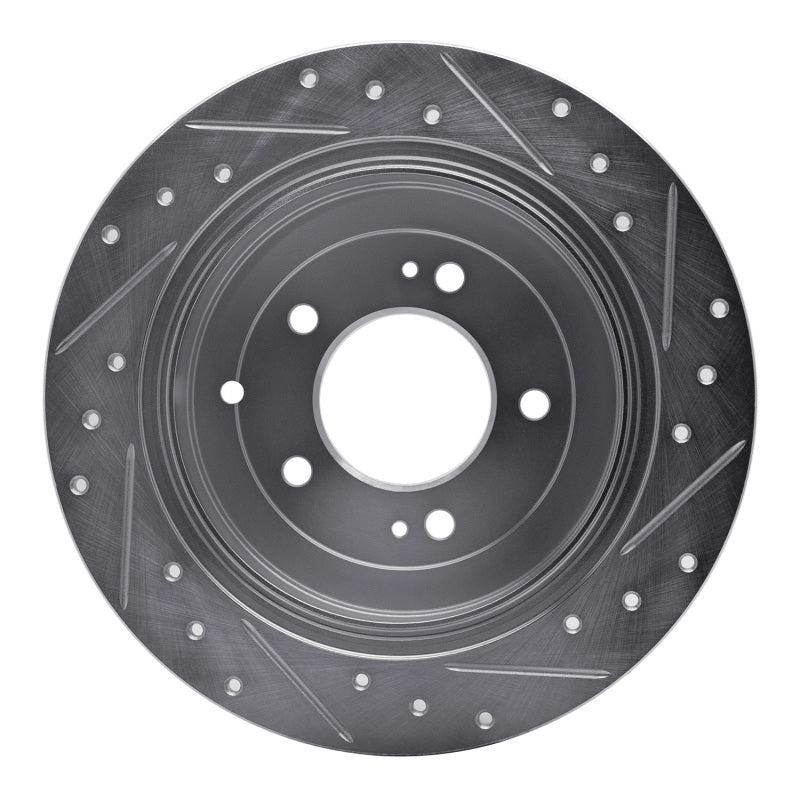 R1 16-22 Hyundai TUCSON Rear Left Drilled & Slotted Silver Brake Rotor-Brake Rotors - Slot & Drilled-Grocery Getter Performance