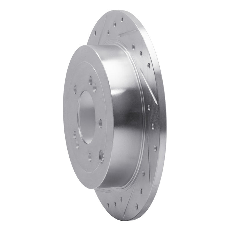 R1 16-22 Hyundai TUCSON Rear Left Drilled & Slotted Silver Brake Rotor-Brake Rotors - Slot & Drilled-Grocery Getter Performance