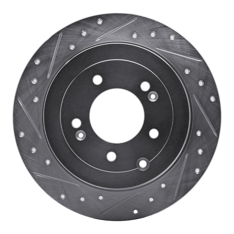 R1 16-22 Hyundai TUCSON Rear Left Drilled & Slotted Silver Brake Rotor-Brake Rotors - Slot & Drilled-Grocery Getter Performance