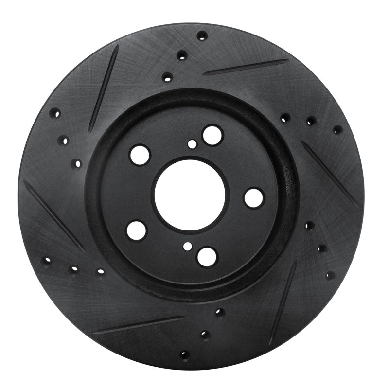 R1 16-22 Toyota Corolla (US/Canada) Front Right Drilled & Slotted Black Brake Rotor-Brake Rotors - Slot & Drilled-Grocery Getter Performance