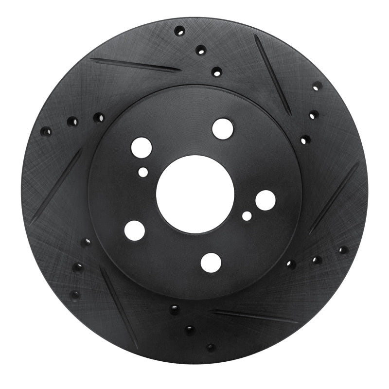 R1 16-22 Toyota Corolla (US/Canada) Front Right Drilled & Slotted Black Brake Rotor-Brake Rotors - Slot & Drilled-Grocery Getter Performance