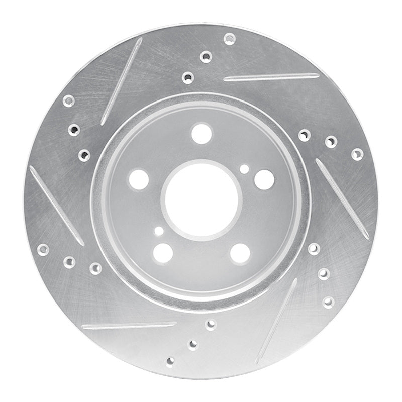R1 16-22 Toyota Prius Front Right Drilled & Slotted Silver Brake Rotor-Brake Rotors - Slot & Drilled-Grocery Getter Performance