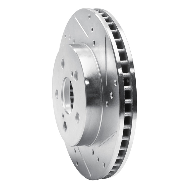 R1 16-22 Toyota Prius Front Right Drilled & Slotted Silver Brake Rotor-Brake Rotors - Slot & Drilled-Grocery Getter Performance