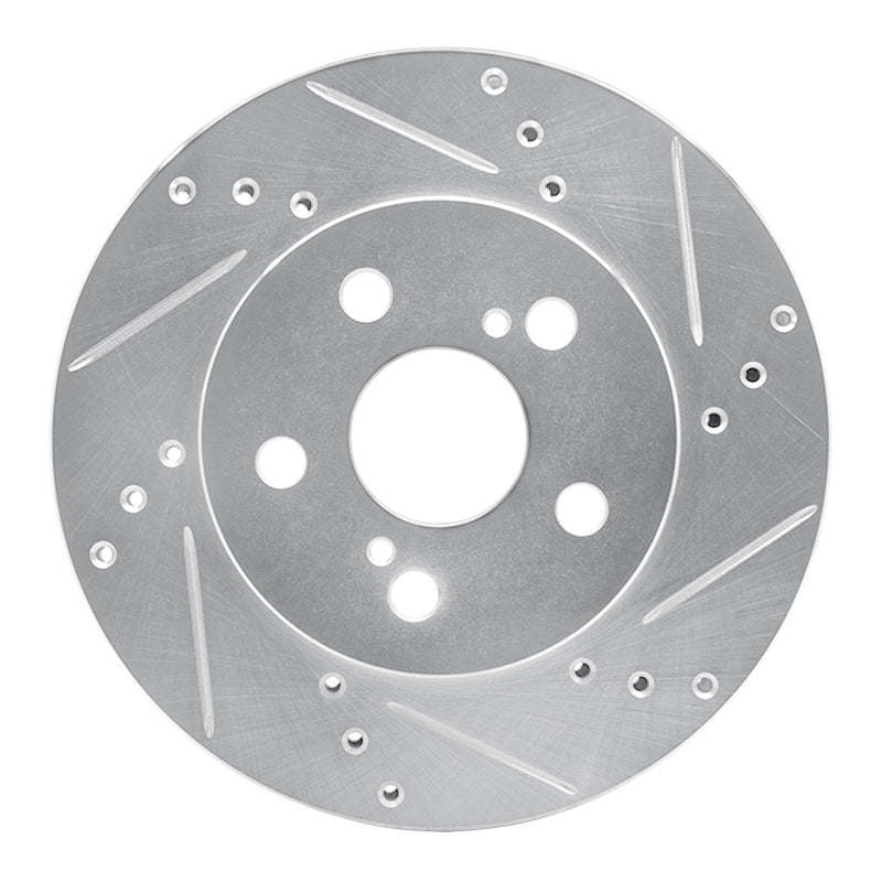 R1 16-22 Toyota Prius Front Right Drilled & Slotted Silver Brake Rotor-Brake Rotors - Slot & Drilled-Grocery Getter Performance