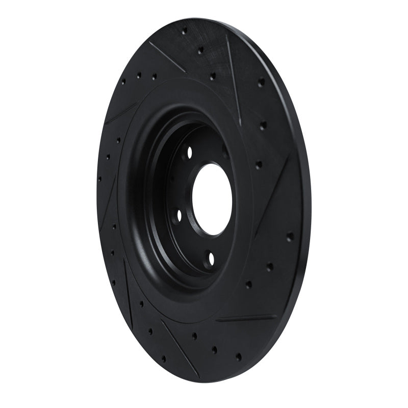 R1 16-23 Mazda CX-9 Rear Left Drilled & Slotted Black Brake Rotor-Brake Rotors - Slot & Drilled-Grocery Getter Performance