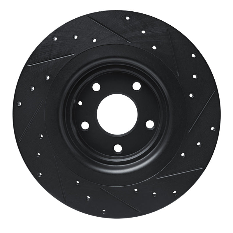 R1 16-23 Mazda CX-9 Rear Left Drilled & Slotted Black Brake Rotor-Brake Rotors - Slot & Drilled-Grocery Getter Performance