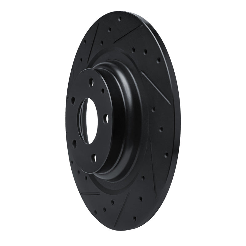 R1 16-23 Mazda CX-9 Rear Left Drilled & Slotted Black Brake Rotor-Brake Rotors - Slot & Drilled-Grocery Getter Performance