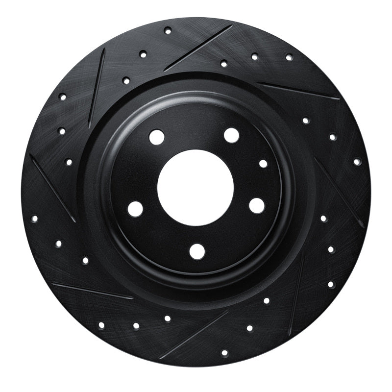 R1 16-23 Mazda CX-9 Rear Left Drilled & Slotted Black Brake Rotor-Brake Rotors - Slot & Drilled-Grocery Getter Performance