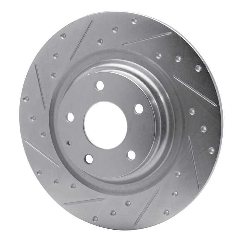 R1 16-23 Mazda CX-9 Rear Left Drilled & Slotted Silver Brake Rotor-Brake Rotors - Slot & Drilled-Grocery Getter Performance