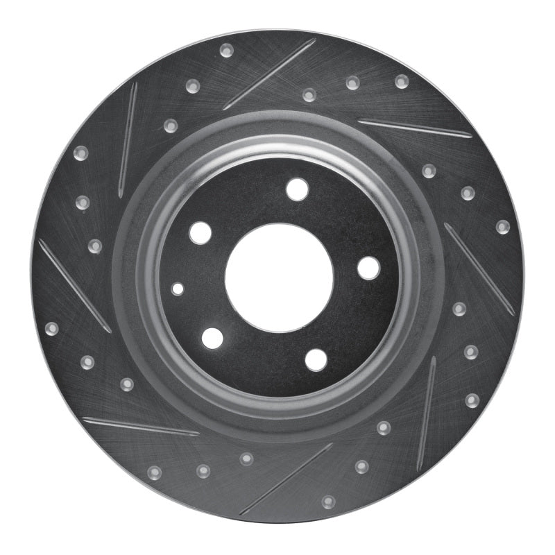 R1 16-23 Mazda CX-9 Rear Left Drilled & Slotted Silver Brake Rotor-Brake Rotors - Slot & Drilled-Grocery Getter Performance