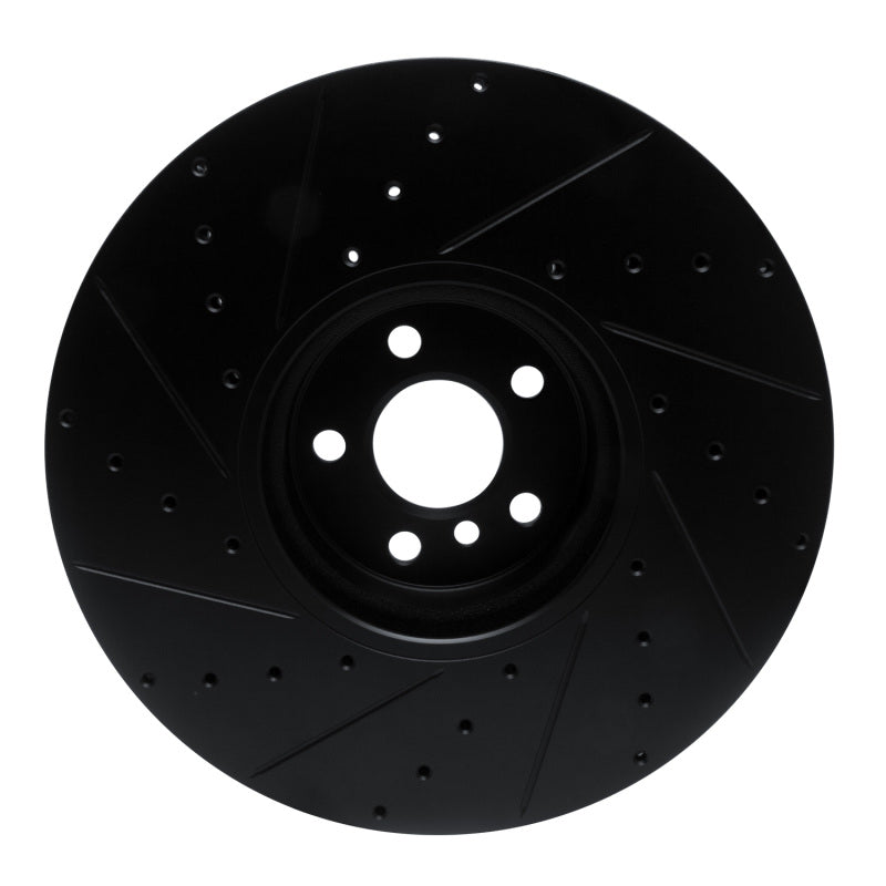 R1 16-25 BMW i7 Right Front Drilled & Slotted Black Brake Rotor-Brake Rotors - Slot & Drilled-Grocery Getter Performance
