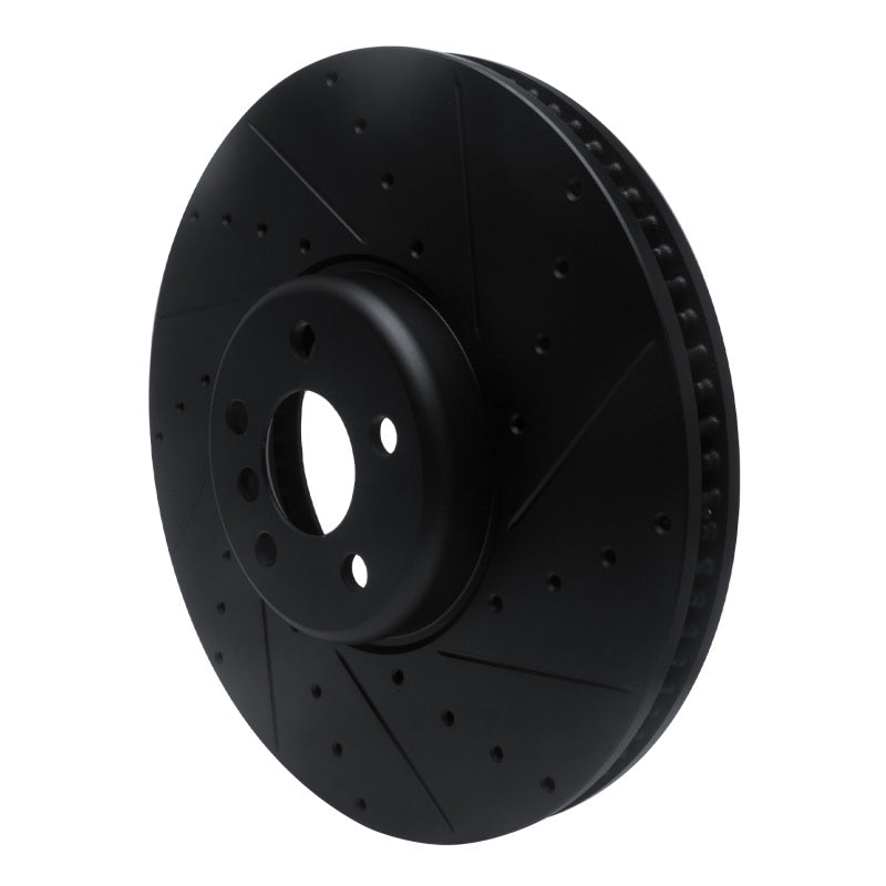 R1 16-25 BMW i7 Right Front Drilled & Slotted Black Brake Rotor-Brake Rotors - Slot & Drilled-Grocery Getter Performance