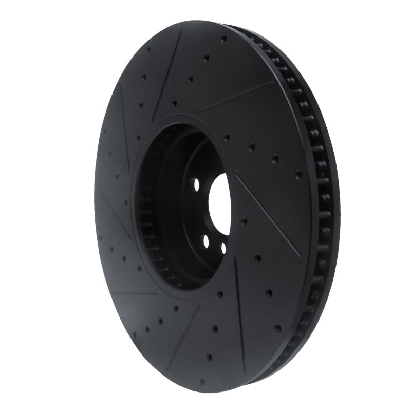 R1 16-25 BMW i7 Right Front Drilled & Slotted Black Brake Rotor-Brake Rotors - Slot & Drilled-Grocery Getter Performance