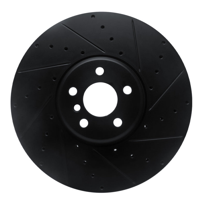 R1 16-25 BMW i7 Right Front Drilled & Slotted Black Brake Rotor-Brake Rotors - Slot & Drilled-Grocery Getter Performance
