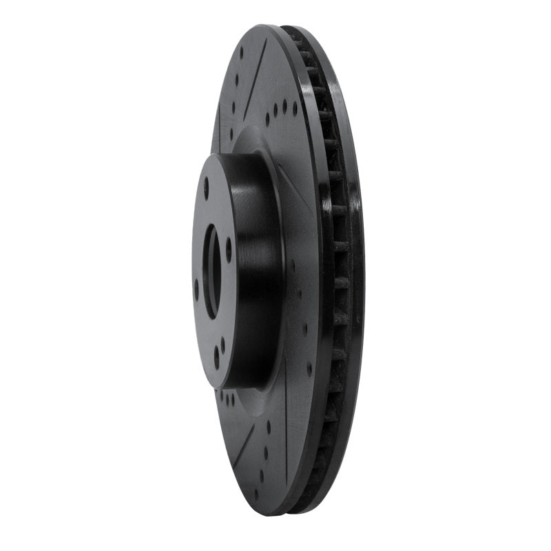 R1 16-25 Fiat 124 Spider Front Left Drilled & Slotted Black Brake Rotor-Brake Rotors - Slot & Drilled-Grocery Getter Performance