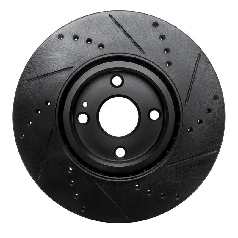R1 16-25 Fiat 124 Spider Front Left Drilled & Slotted Black Brake Rotor-Brake Rotors - Slot & Drilled-Grocery Getter Performance