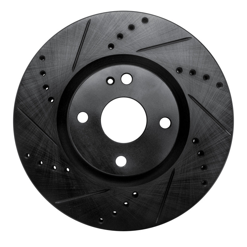 R1 16-25 Fiat 124 Spider Front Left Drilled & Slotted Black Brake Rotor-Brake Rotors - Slot & Drilled-Grocery Getter Performance