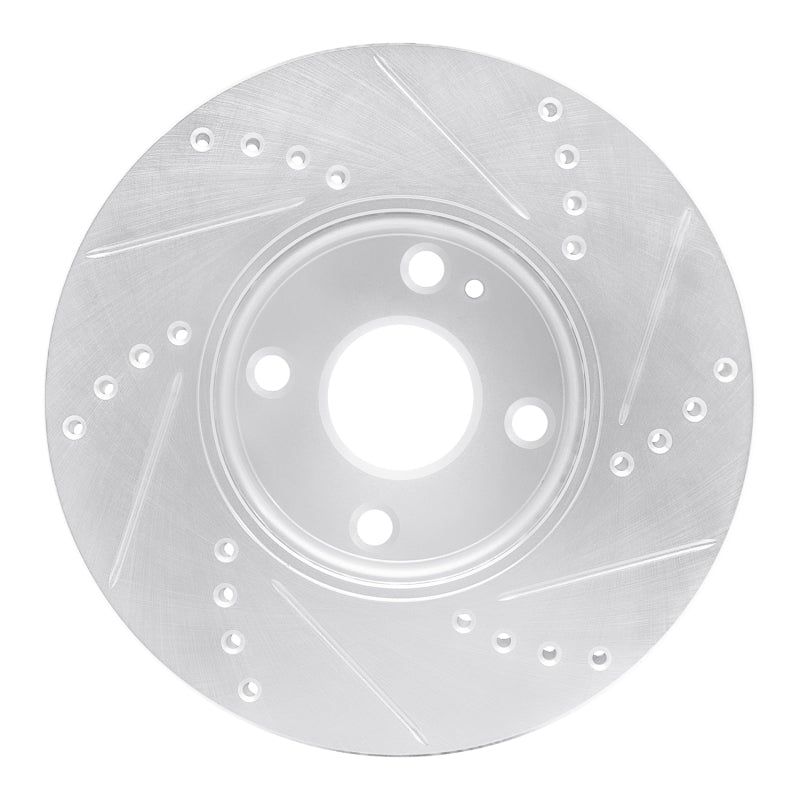 R1 16-25 Mazda 2 (Mexico) Front Left Drilled & Slotted Silver Brake Rotor-Brake Rotors - Slot & Drilled-Grocery Getter Performance
