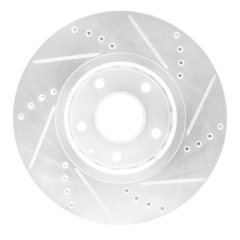 R1 16-25 Mazda CX-5 Front Left Drilled & Slotted Silver Brake Rotor-Brake Rotors - Slot & Drilled-Grocery Getter Performance