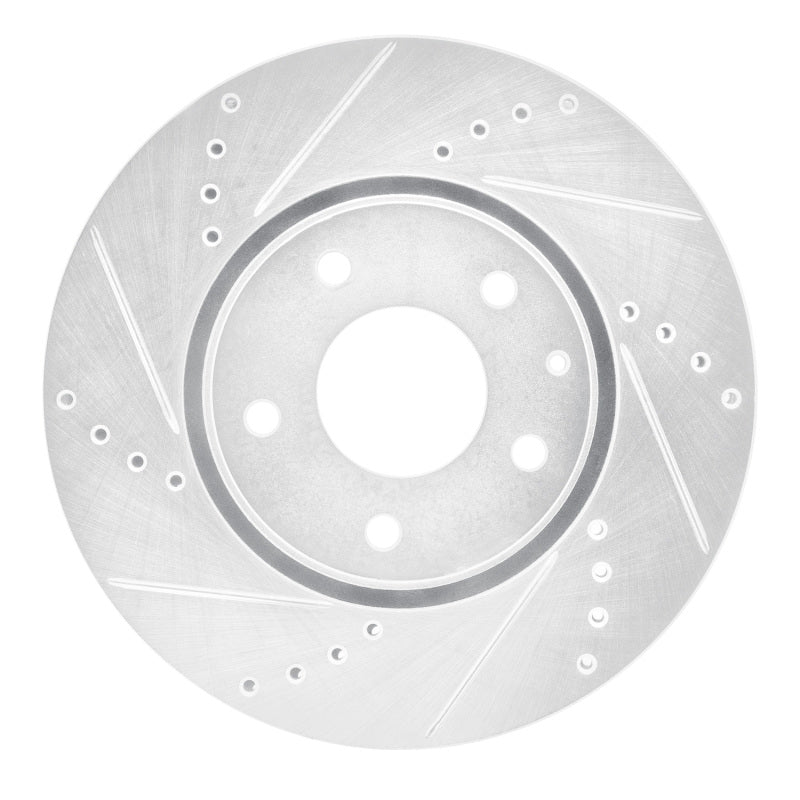 R1 16-25 Mazda CX-5 Front Left Drilled & Slotted Silver Brake Rotor-Brake Rotors - Slot & Drilled-Grocery Getter Performance