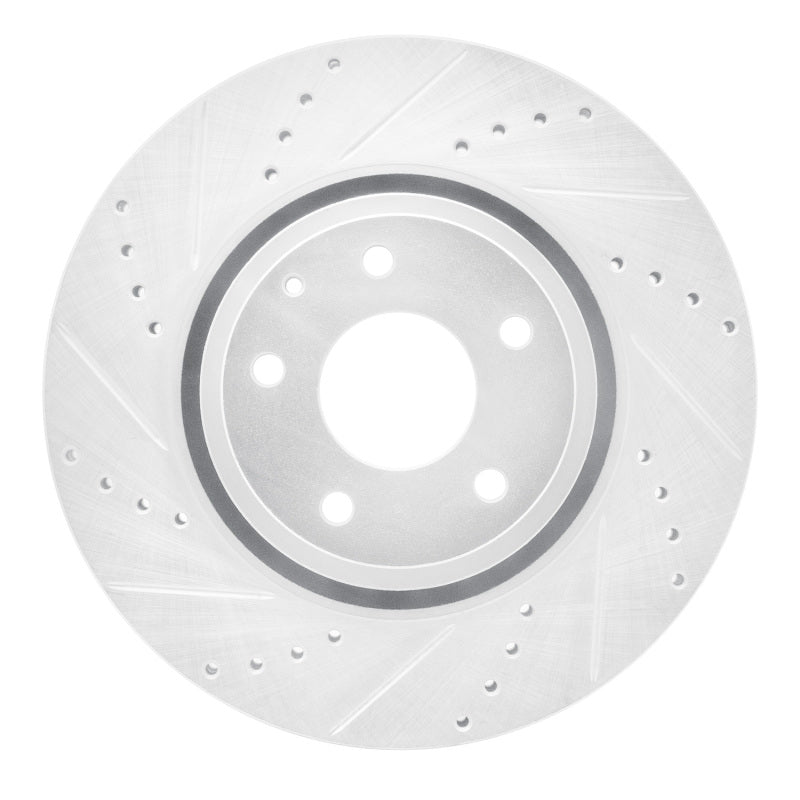R1 16-25 Mazda CX-5 Front Left Drilled & Slotted Silver Brake Rotor-Brake Rotors - Slot & Drilled-Grocery Getter Performance