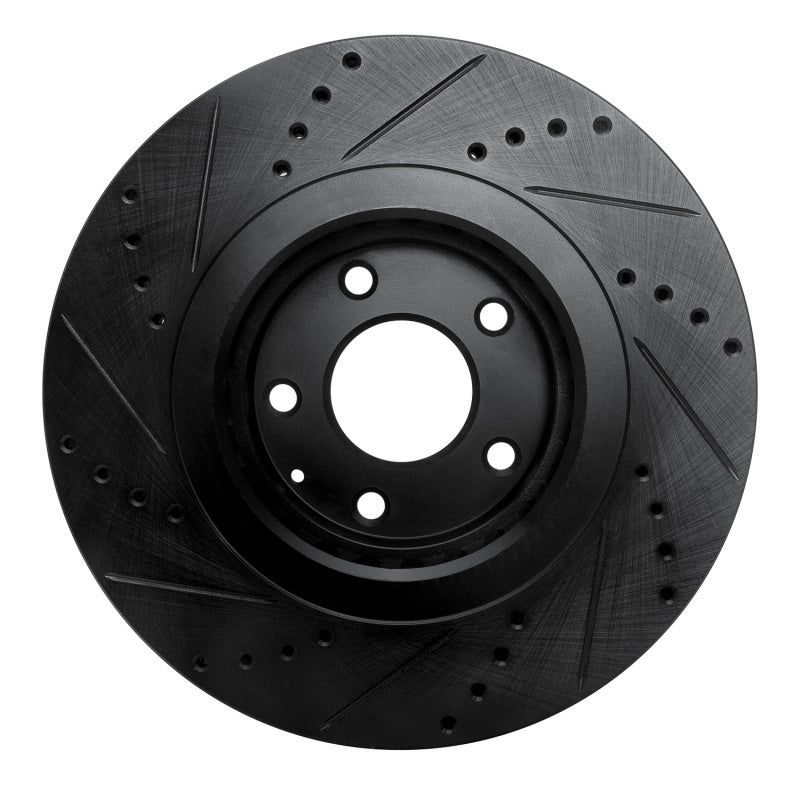 R1 16-25 Mazda CX-5 Front Right Drilled & Slotted Black Brake Rotor-Brake Rotors - Slot & Drilled-Grocery Getter Performance