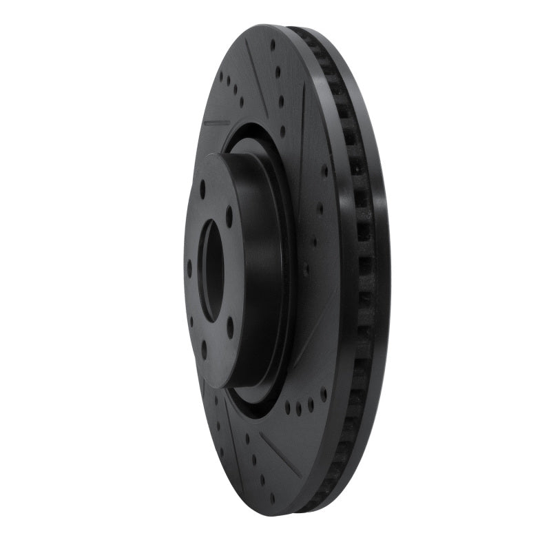 R1 16-25 Mazda CX-5 Front Right Drilled & Slotted Black Brake Rotor-Brake Rotors - Slot & Drilled-Grocery Getter Performance