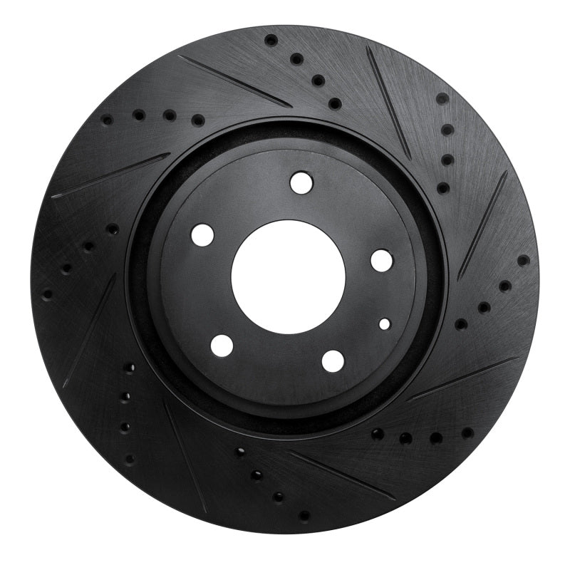 R1 16-25 Mazda CX-5 Front Right Drilled & Slotted Black Brake Rotor-Brake Rotors - Slot & Drilled-Grocery Getter Performance