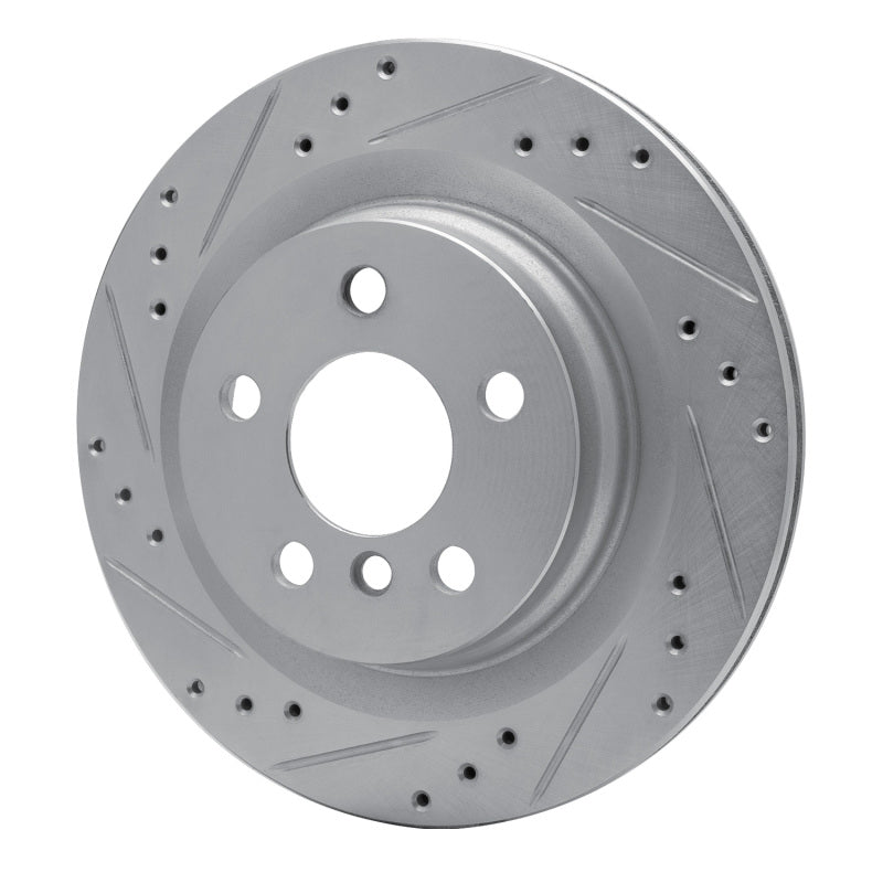 R1 16-26 BMW 228I Gran Coupe Rear Left Drilled & Slotted Silver Brake Rotor-Brake Rotors - Slot & Drilled-Grocery Getter Performance
