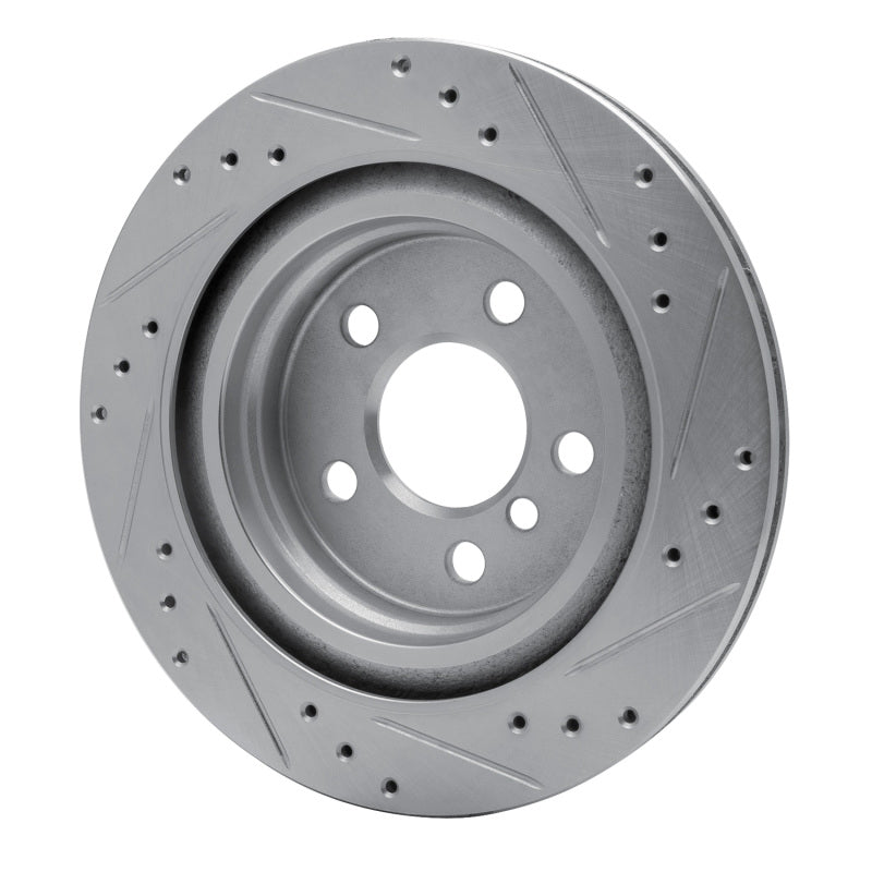 R1 16-26 BMW 228I Gran Coupe Rear Left Drilled & Slotted Silver Brake Rotor-Brake Rotors - Slot & Drilled-Grocery Getter Performance