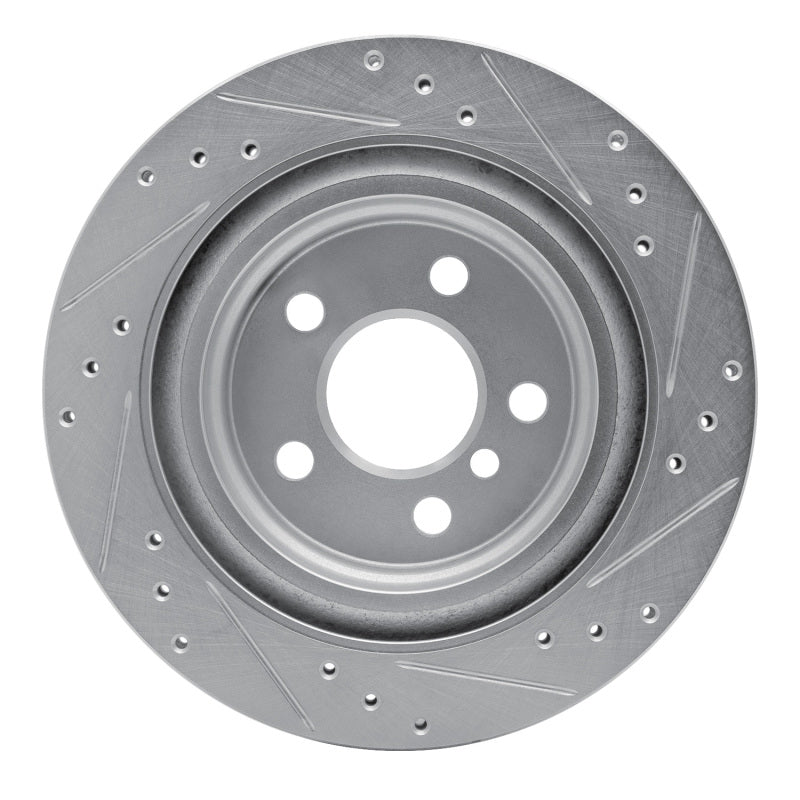 R1 16-26 BMW 228I Gran Coupe Rear Left Drilled & Slotted Silver Brake Rotor-Brake Rotors - Slot & Drilled-Grocery Getter Performance