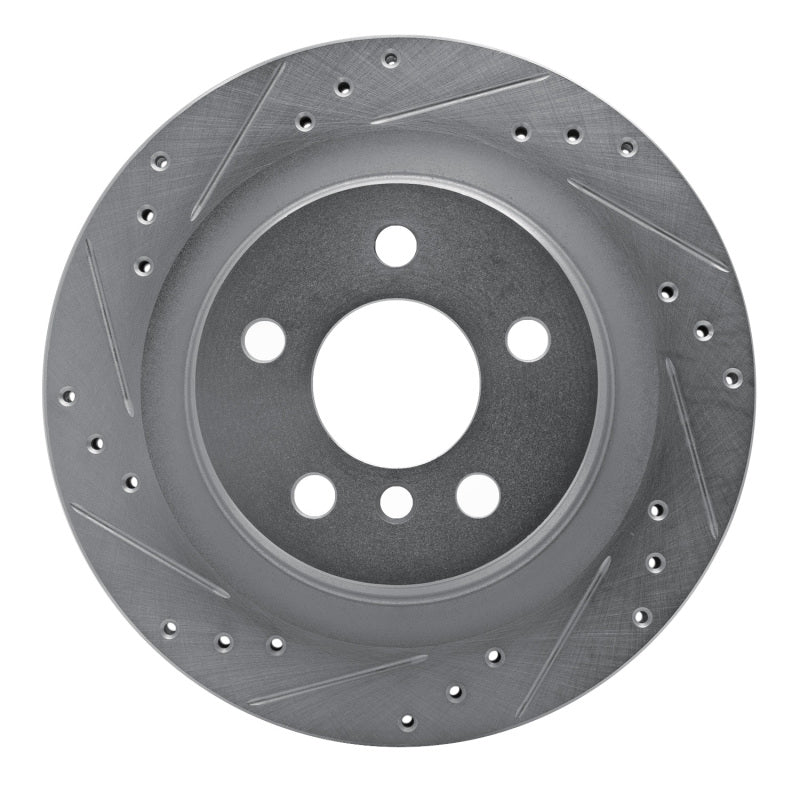 R1 16-26 BMW 228I Gran Coupe Rear Left Drilled & Slotted Silver Brake Rotor-Brake Rotors - Slot & Drilled-Grocery Getter Performance